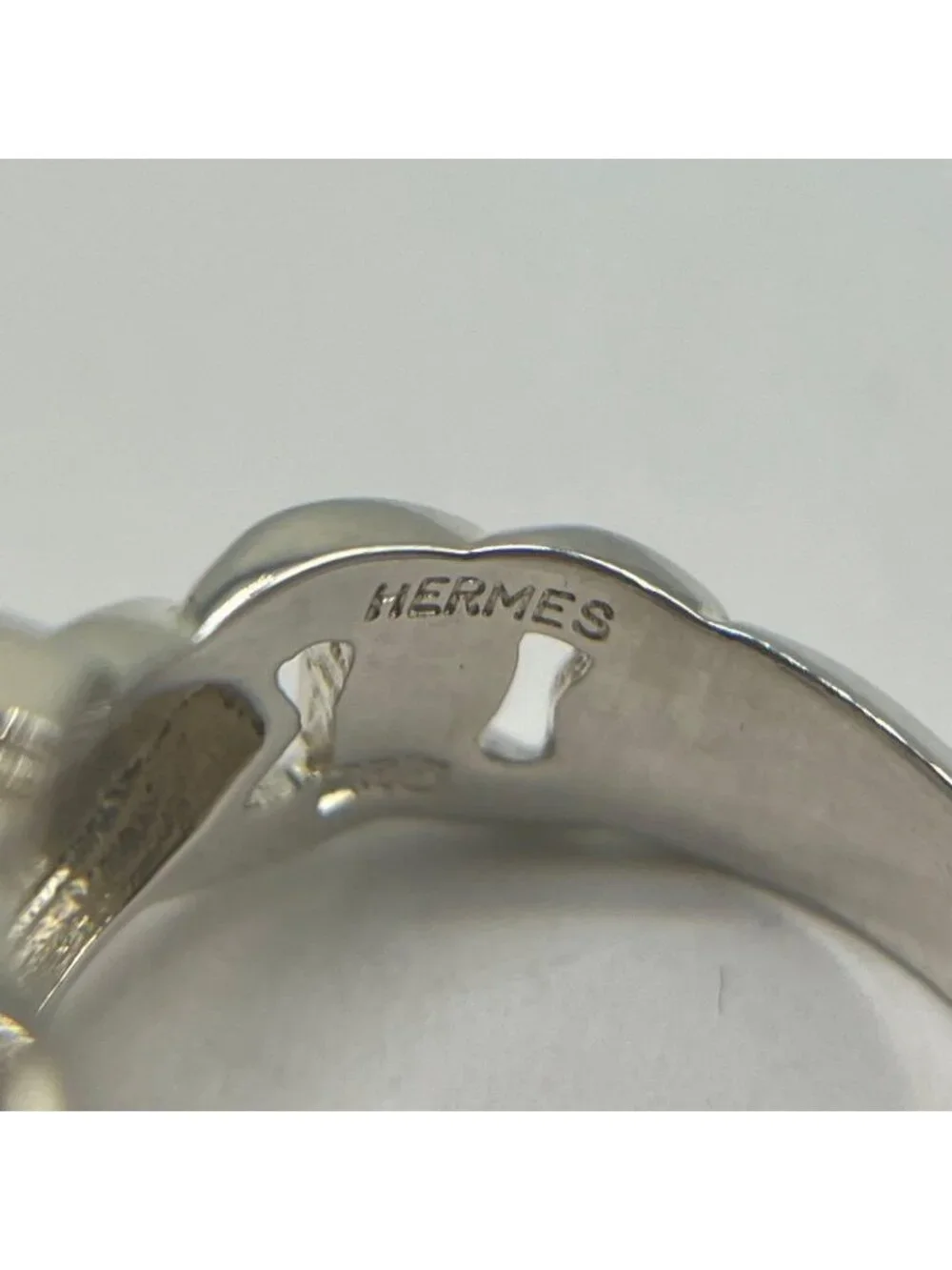 Hermes Boucles Sellier Ring Silver